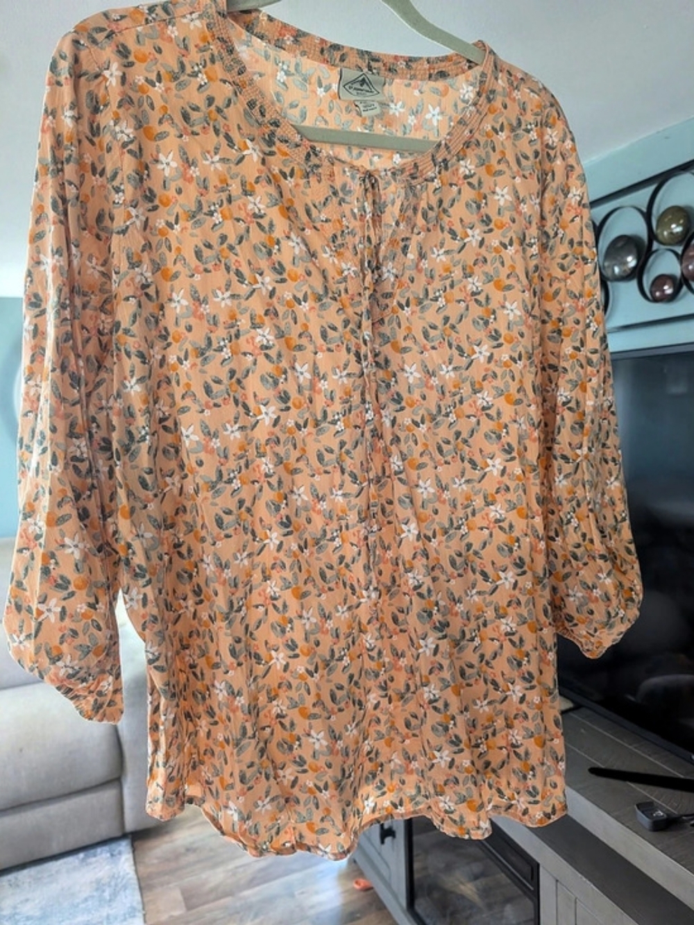 St. John's Bay Floral Blouse Orange Size PXL